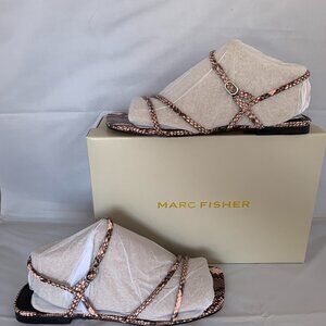 Marc Fisher Women's Mikal Flat Sandal Pink Black Size 8.5M